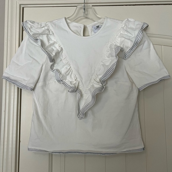 Saylor Harriette Denim Ruffle Top - Picture 4 of 9